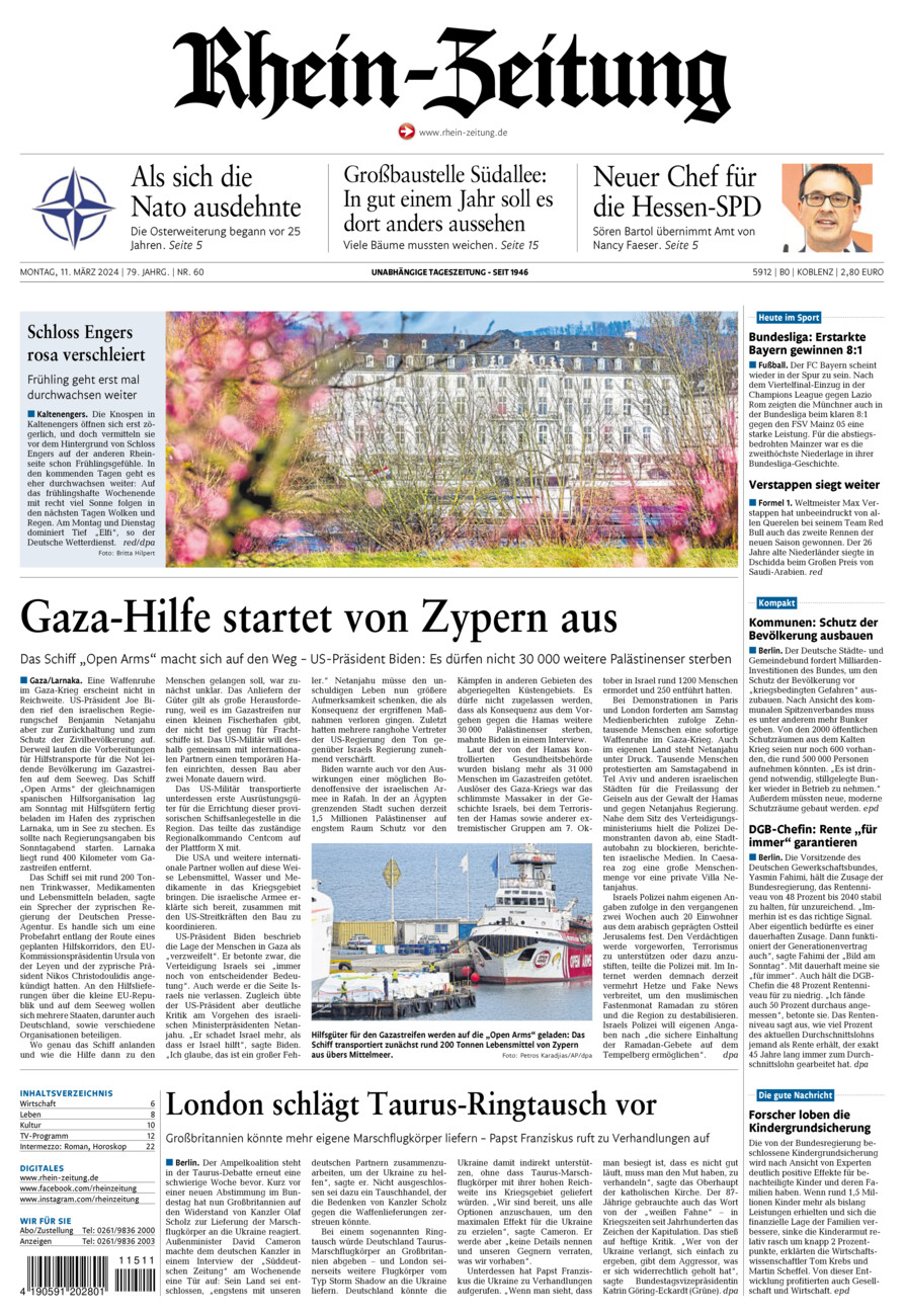 Rhein-Zeitung Koblenz & Region vom Montag, 11.03.2024