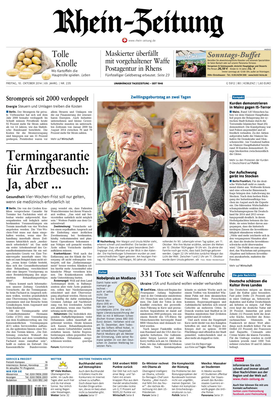 Rhein-Zeitung Koblenz & Region vom Freitag, 10.10.2014