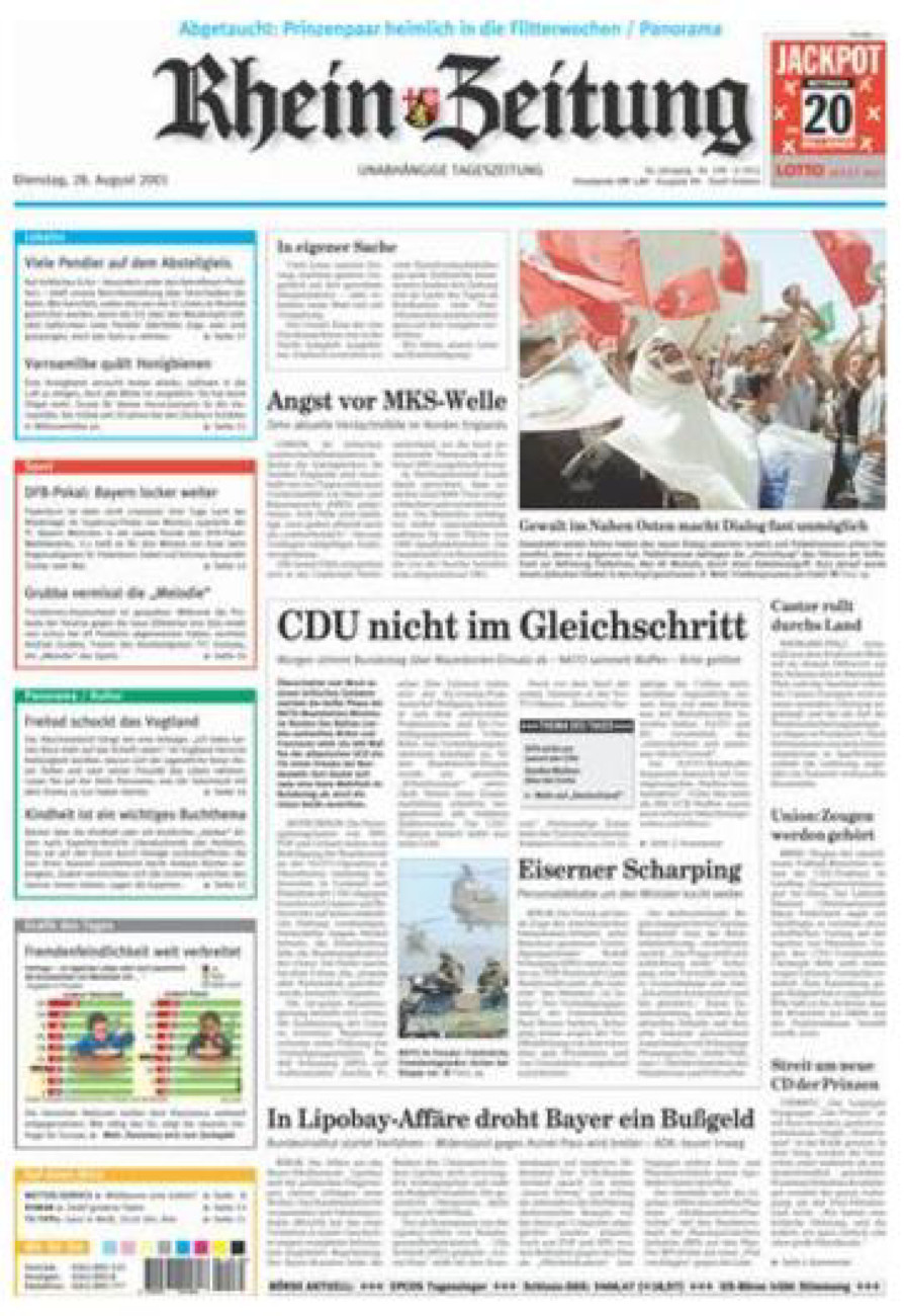 Rhein-Zeitung Koblenz & Region vom Dienstag, 28.08.2001