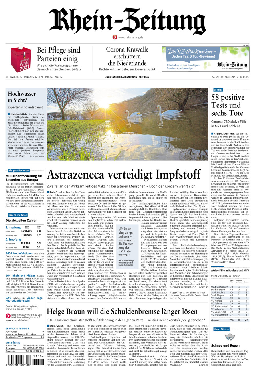 Rhein-Zeitung Koblenz & Region vom Mittwoch, 27.01.2021