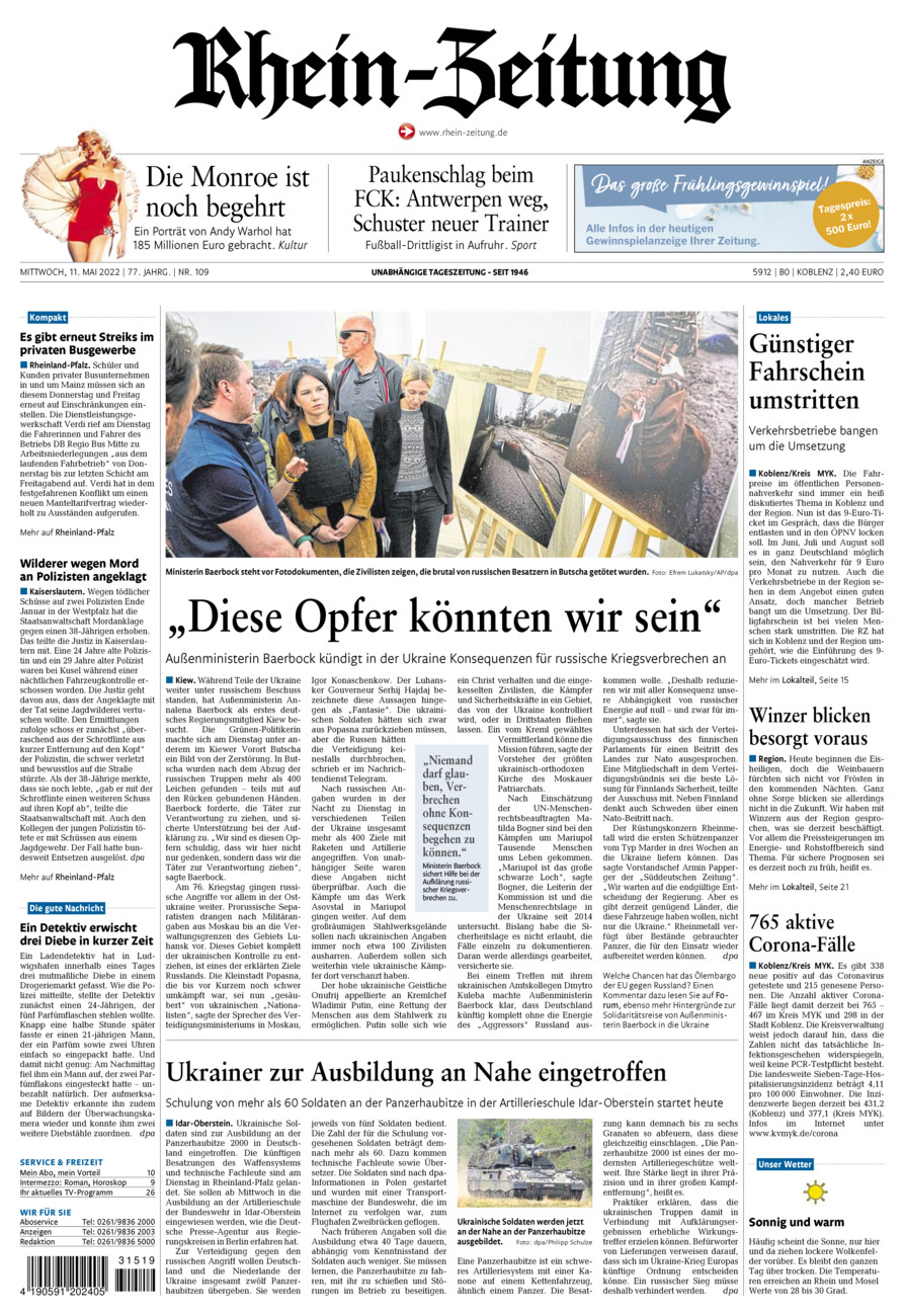 Rhein-Zeitung Koblenz & Region vom Mittwoch, 11.05.2022