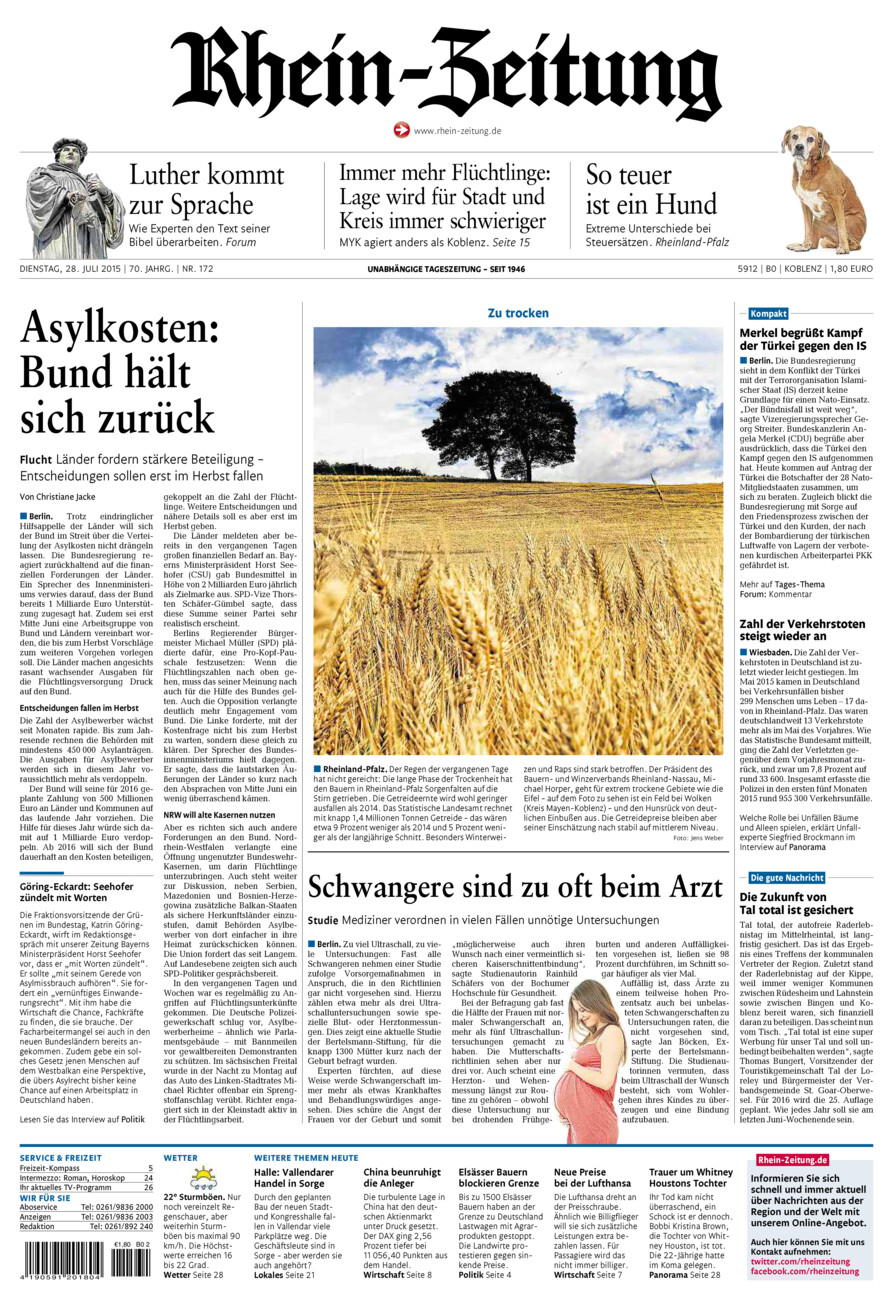 Rhein-Zeitung Koblenz & Region vom Dienstag, 28.07.2015