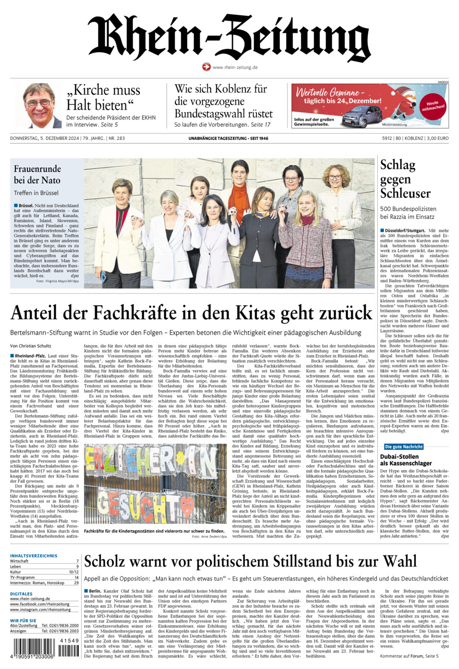 Rhein-Zeitung Koblenz & Region vom Donnerstag, 05.12.2024