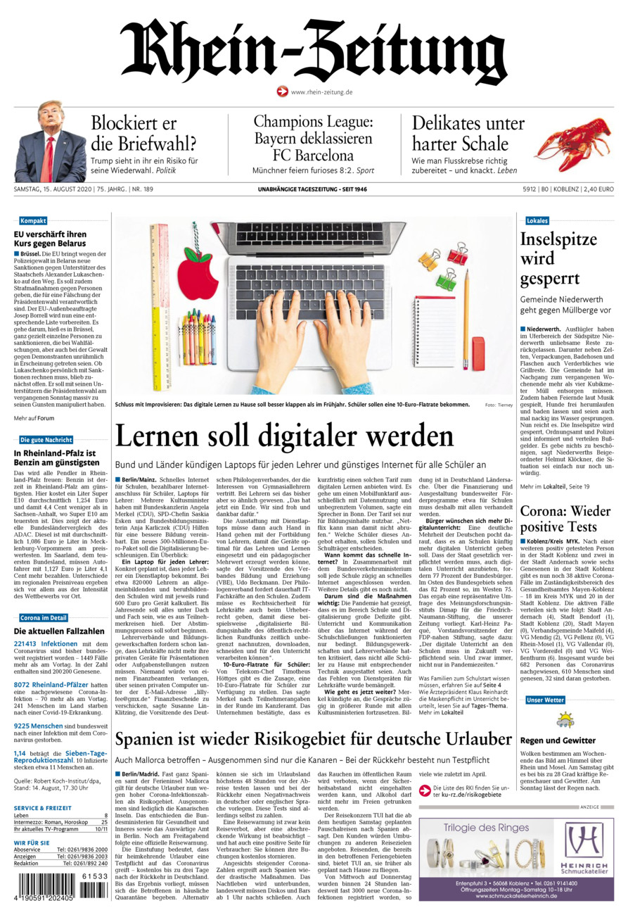 Rhein-Zeitung Koblenz & Region vom Samstag, 15.08.2020