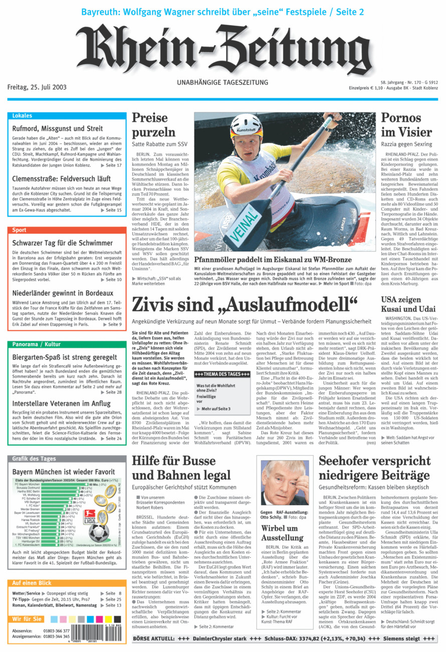 Rhein-Zeitung Koblenz & Region vom Freitag, 25.07.2003