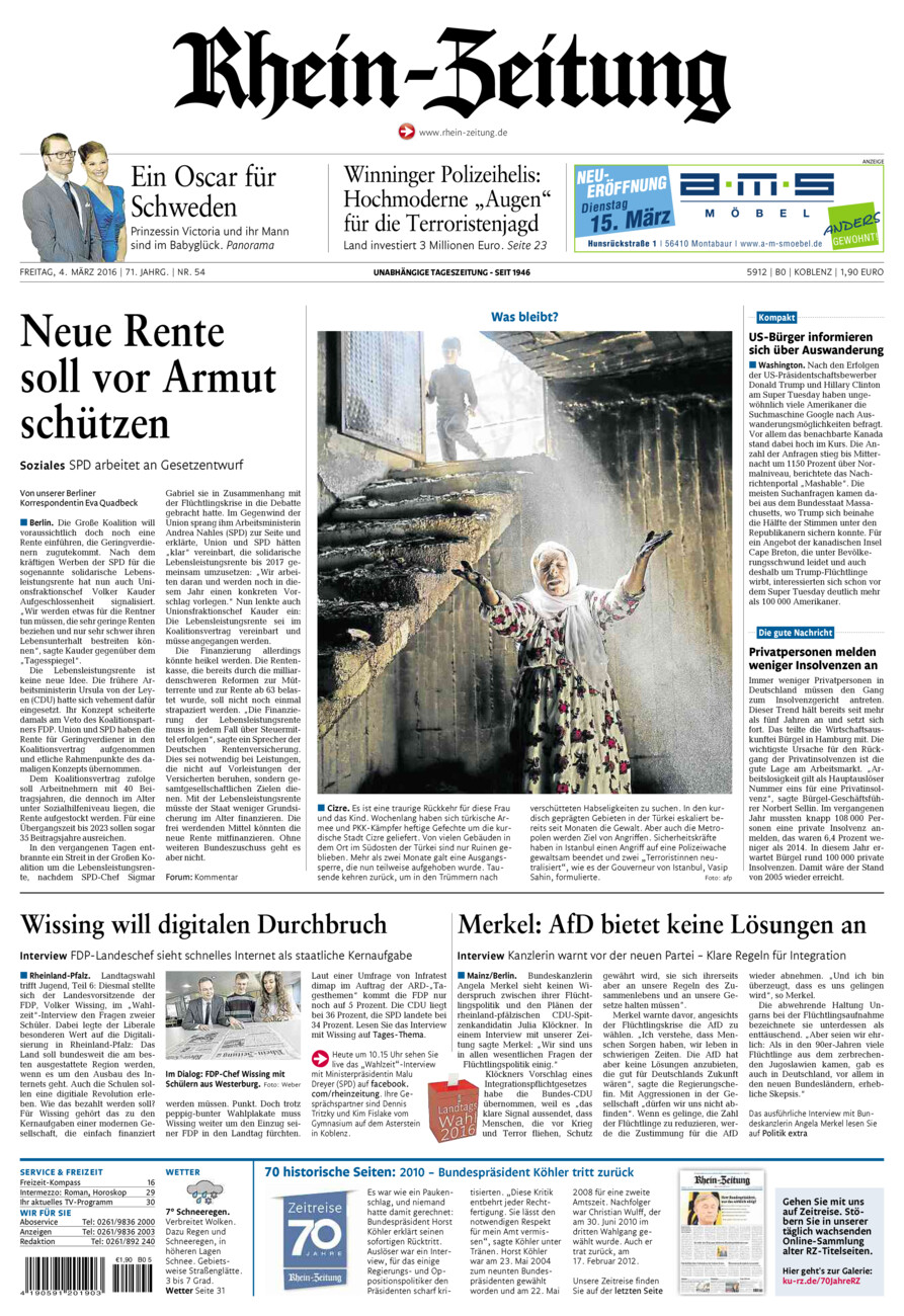 Rhein-Zeitung Koblenz & Region vom Freitag, 04.03.2016