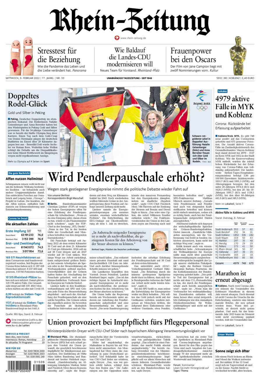 Rhein-Zeitung Koblenz & Region vom Mittwoch, 09.02.2022