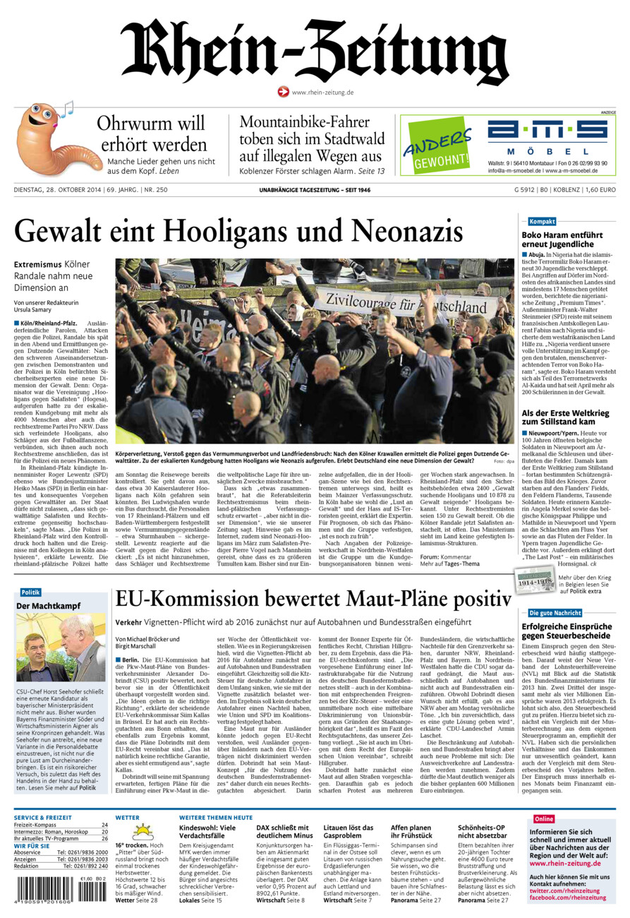 Rhein-Zeitung Koblenz & Region vom Dienstag, 28.10.2014