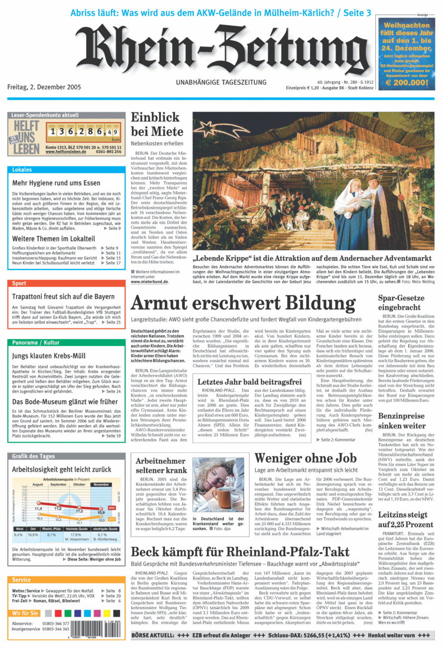 Rhein-Zeitung Koblenz & Region vom Freitag, 02.12.2005