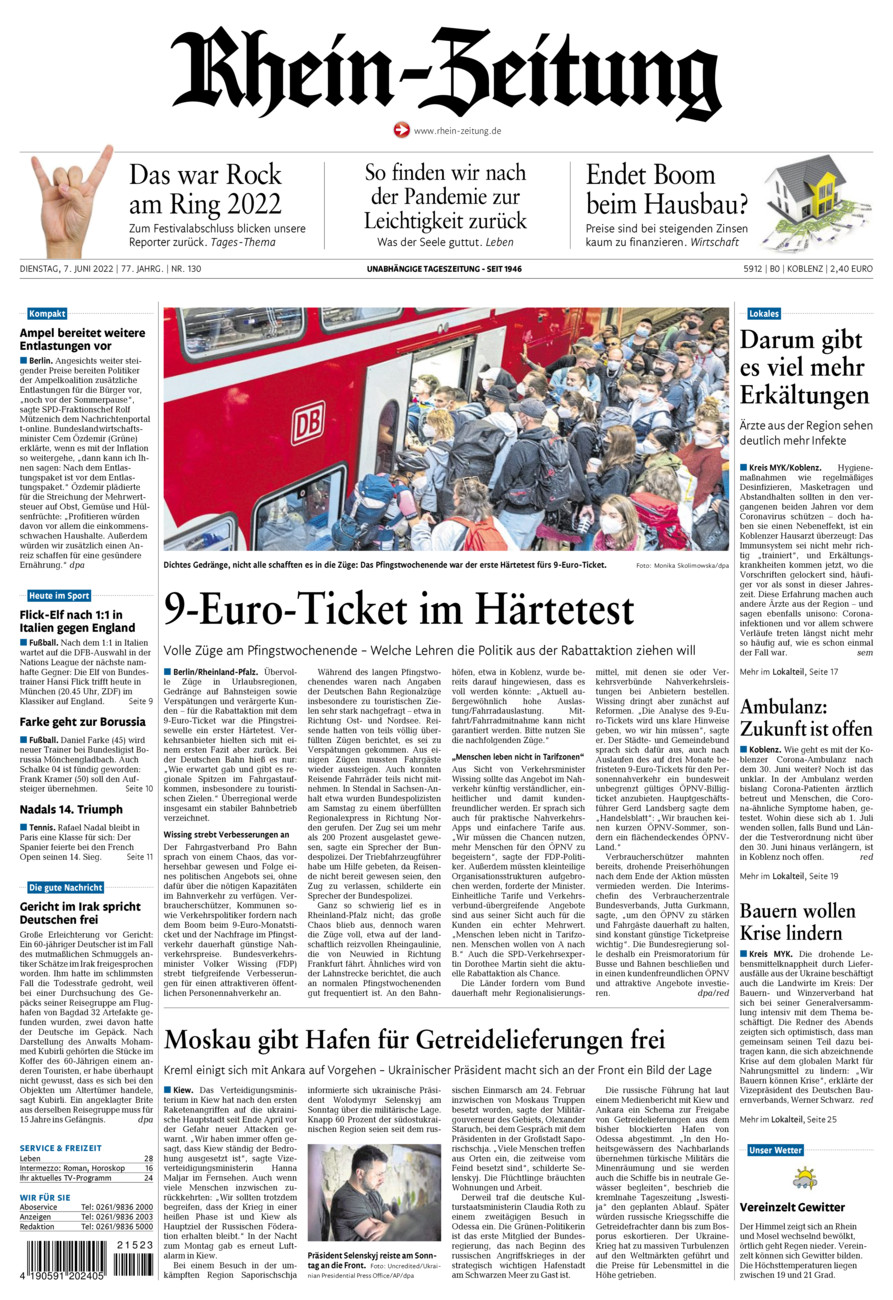 Rhein-Zeitung Koblenz & Region vom Dienstag, 07.06.2022