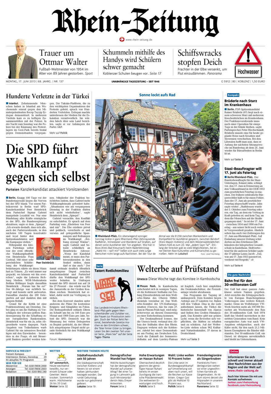 Rhein-Zeitung Koblenz & Region vom Montag, 17.06.2013
