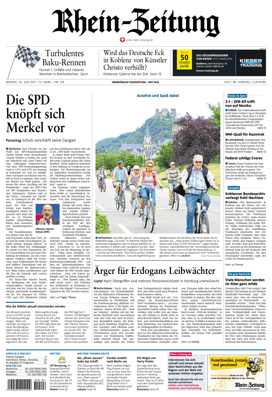 Rhein-Zeitung Koblenz & Region vom Montag, 26.06.2017