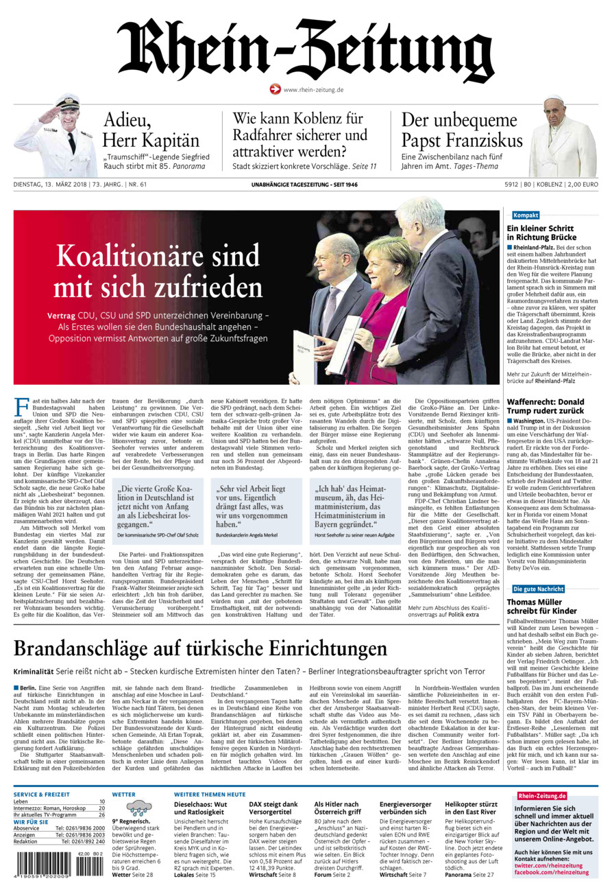 Rhein-Zeitung Koblenz & Region vom Dienstag, 13.03.2018