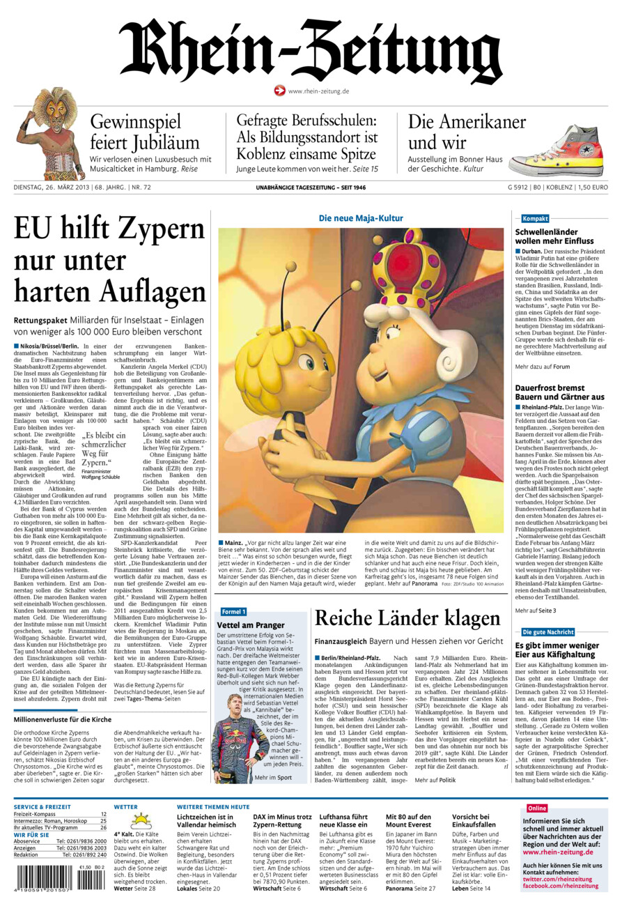 Rhein-Zeitung Koblenz & Region vom Dienstag, 26.03.2013