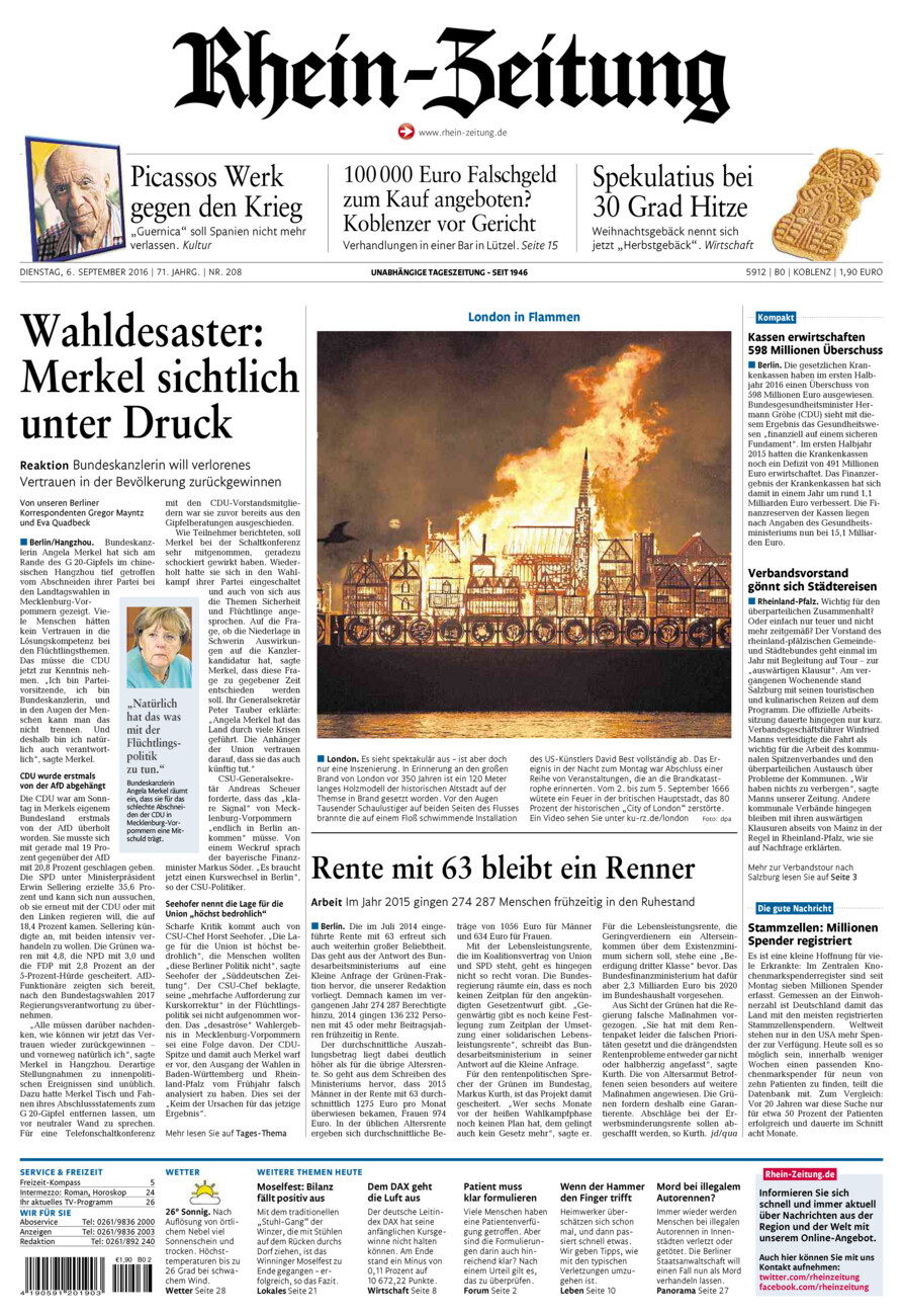 Rhein-Zeitung Koblenz & Region vom Dienstag, 06.09.2016