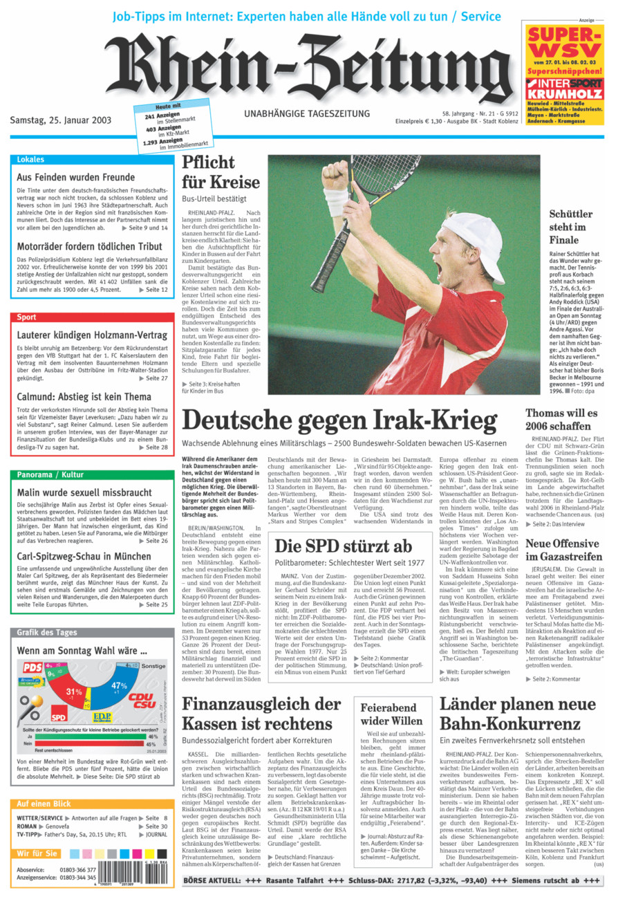 Rhein-Zeitung Koblenz & Region vom Samstag, 25.01.2003