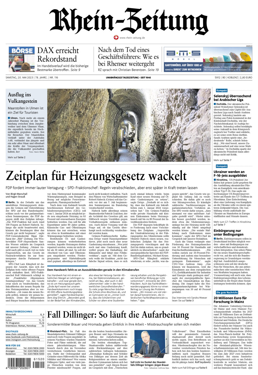 Rhein-Zeitung Koblenz & Region vom Samstag, 20.05.2023