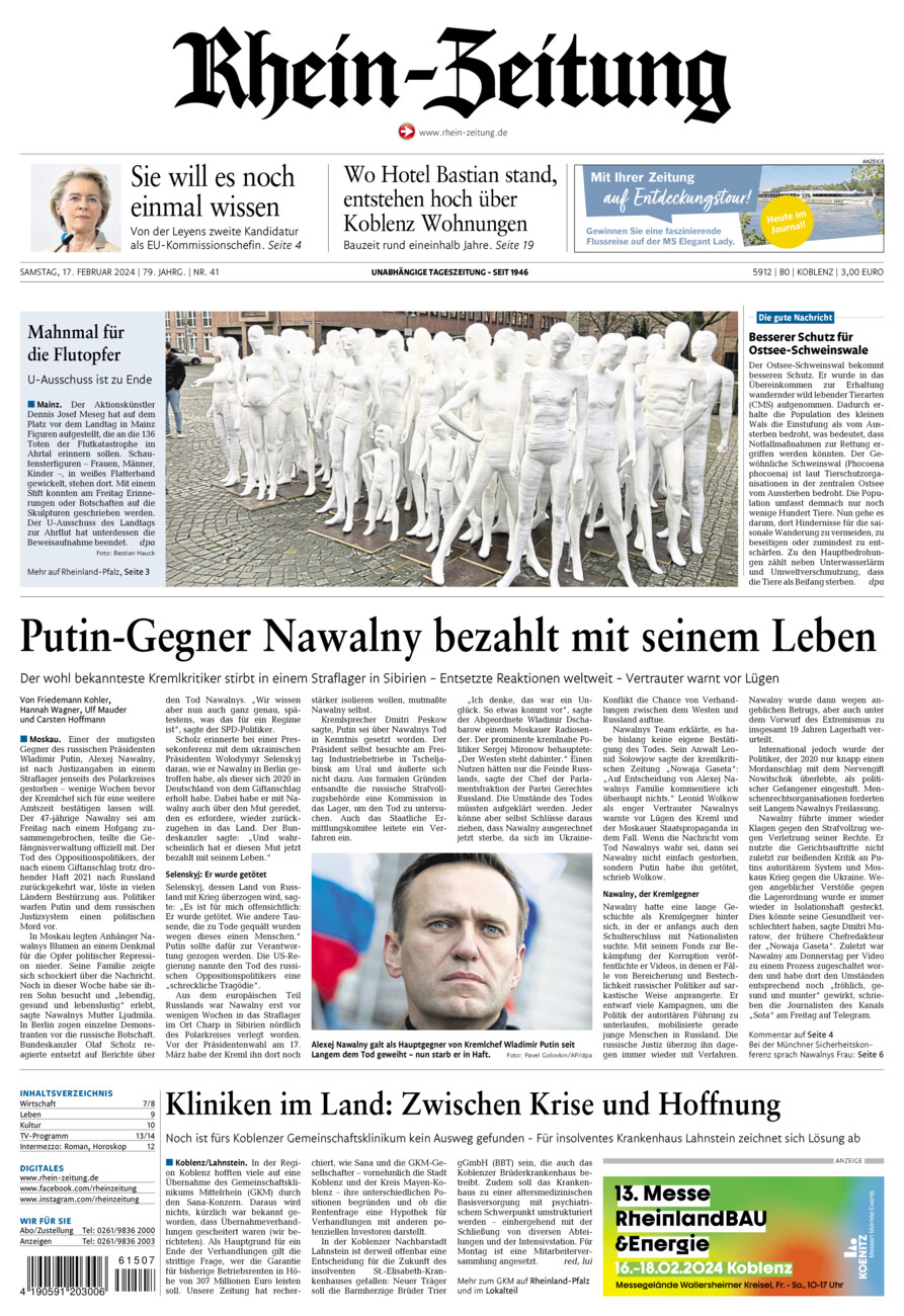 Rhein-Zeitung Koblenz & Region vom Samstag, 17.02.2024