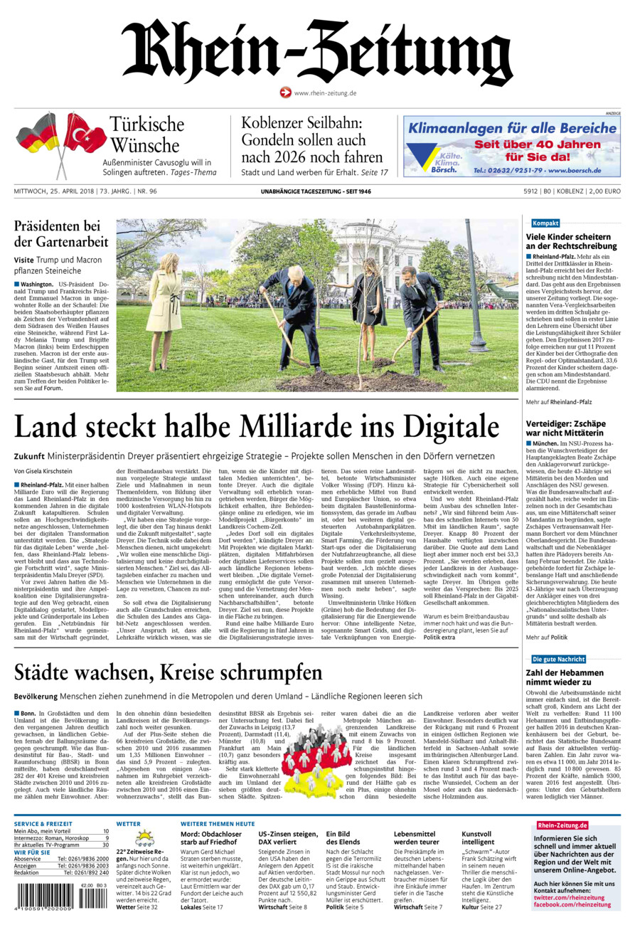Rhein-Zeitung Koblenz & Region vom Mittwoch, 25.04.2018