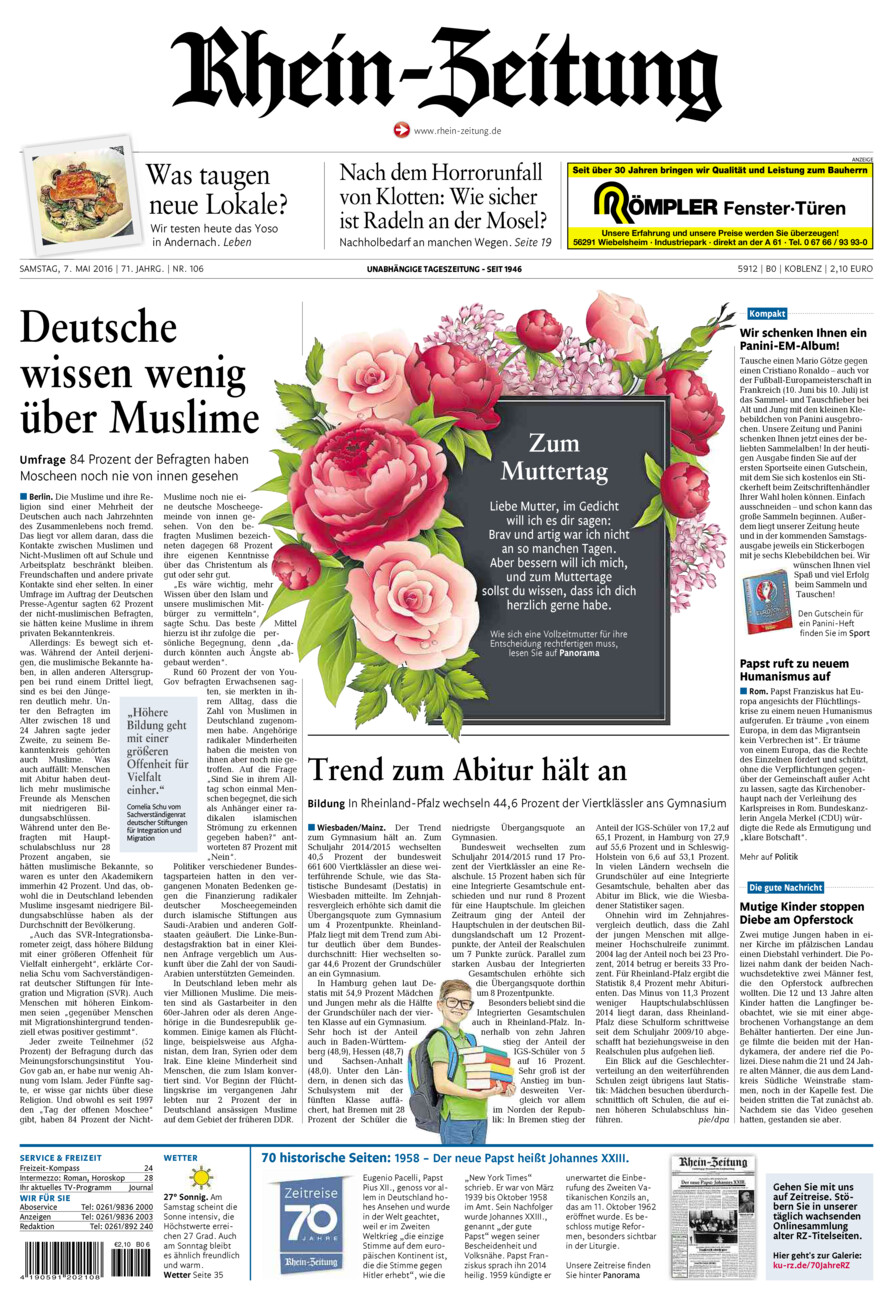Rhein-Zeitung Koblenz & Region vom Samstag, 07.05.2016