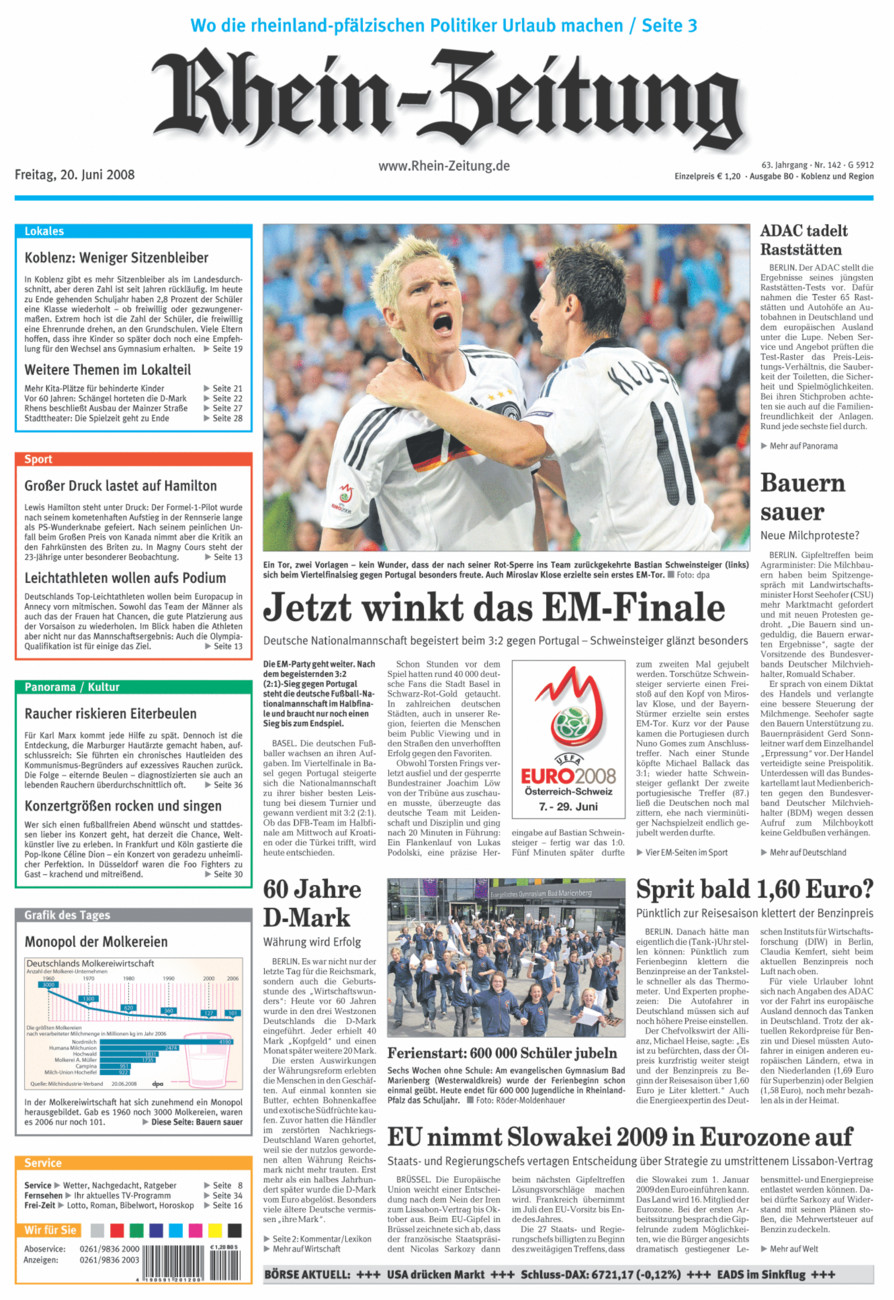 Rhein-Zeitung Koblenz & Region vom Freitag, 20.06.2008