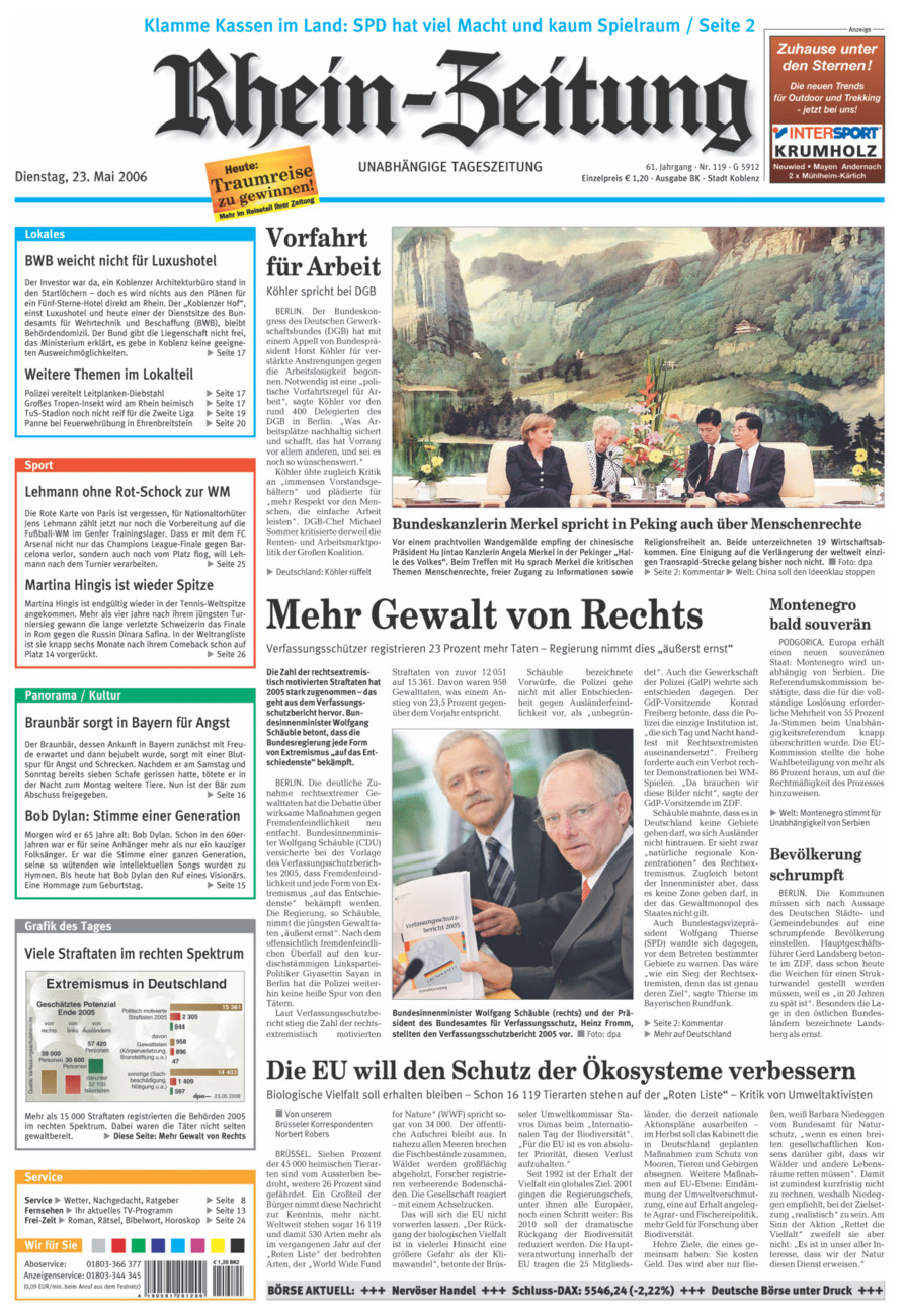 Rhein-Zeitung Koblenz & Region vom Dienstag, 23.05.2006