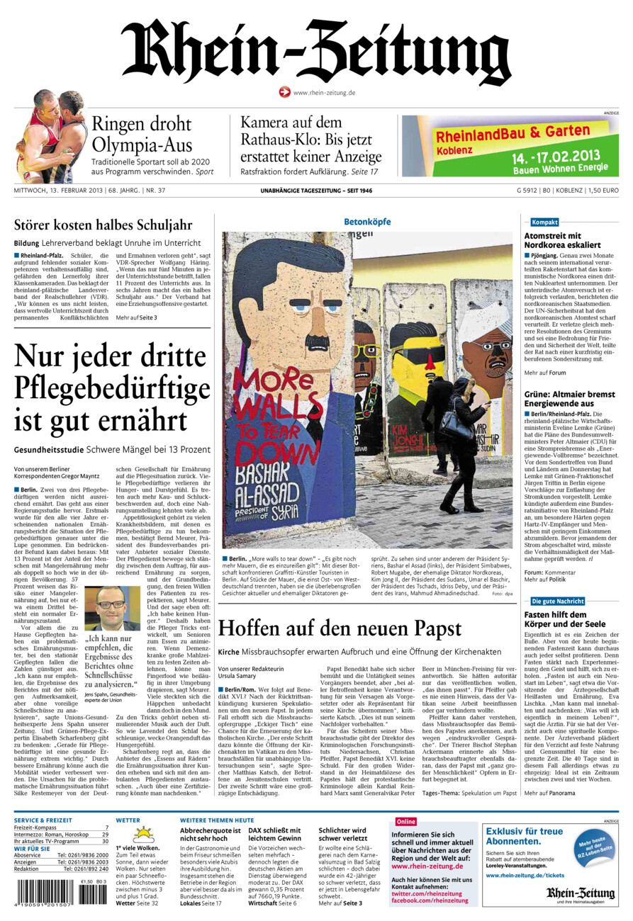 Rhein-Zeitung Koblenz & Region vom Mittwoch, 13.02.2013