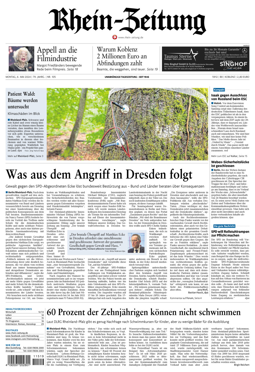 Rhein-Zeitung Koblenz & Region vom Montag, 06.05.2024