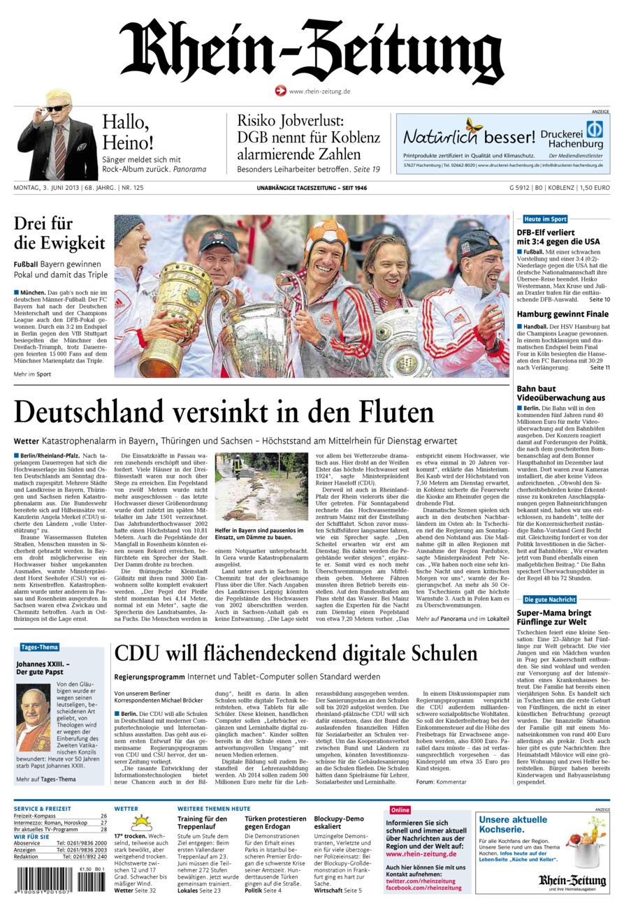 Rhein-Zeitung Koblenz & Region vom Montag, 03.06.2013