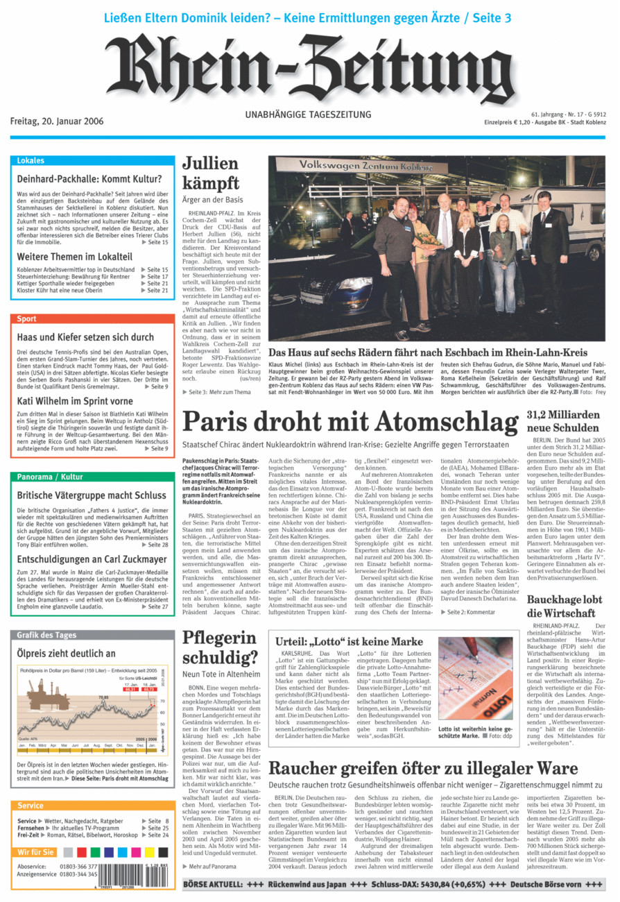Rhein-Zeitung Koblenz & Region vom Freitag, 20.01.2006