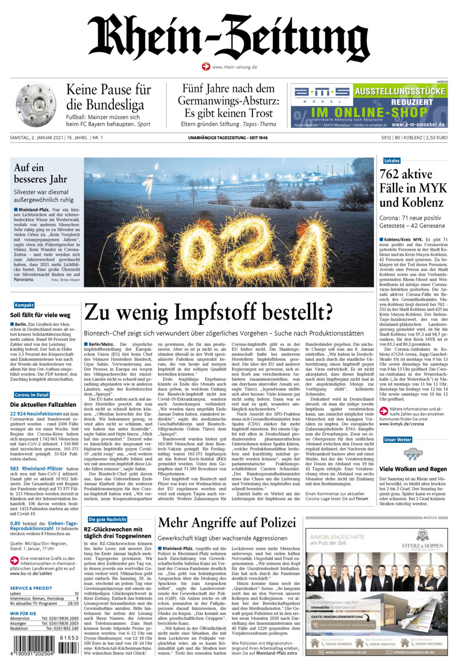 Rhein-Zeitung Koblenz & Region vom Samstag, 02.01.2021
