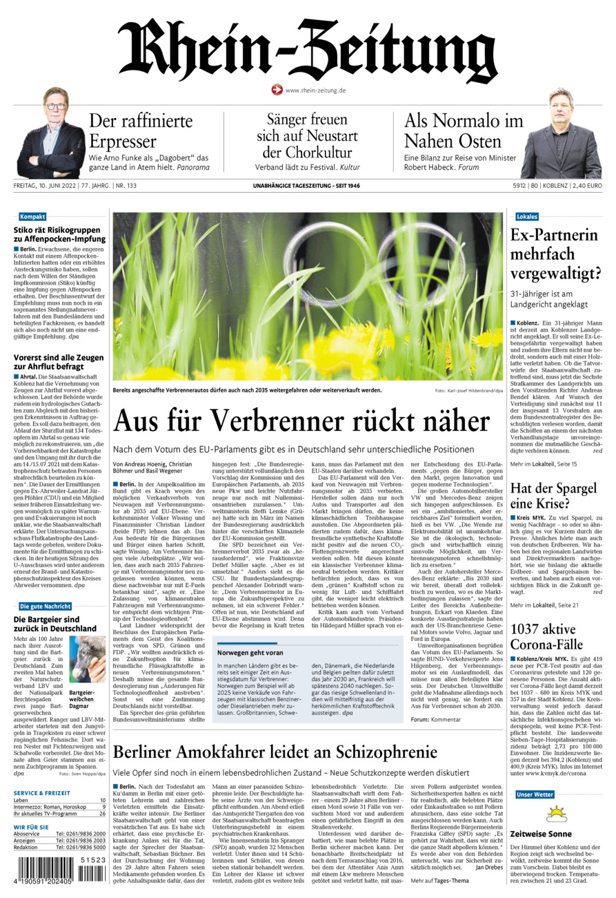 Rhein-Zeitung Koblenz & Region vom Freitag, 10.06.2022