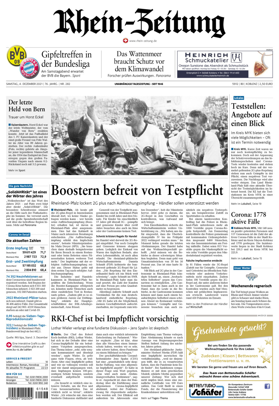 Rhein-Zeitung Koblenz & Region vom Samstag, 04.12.2021