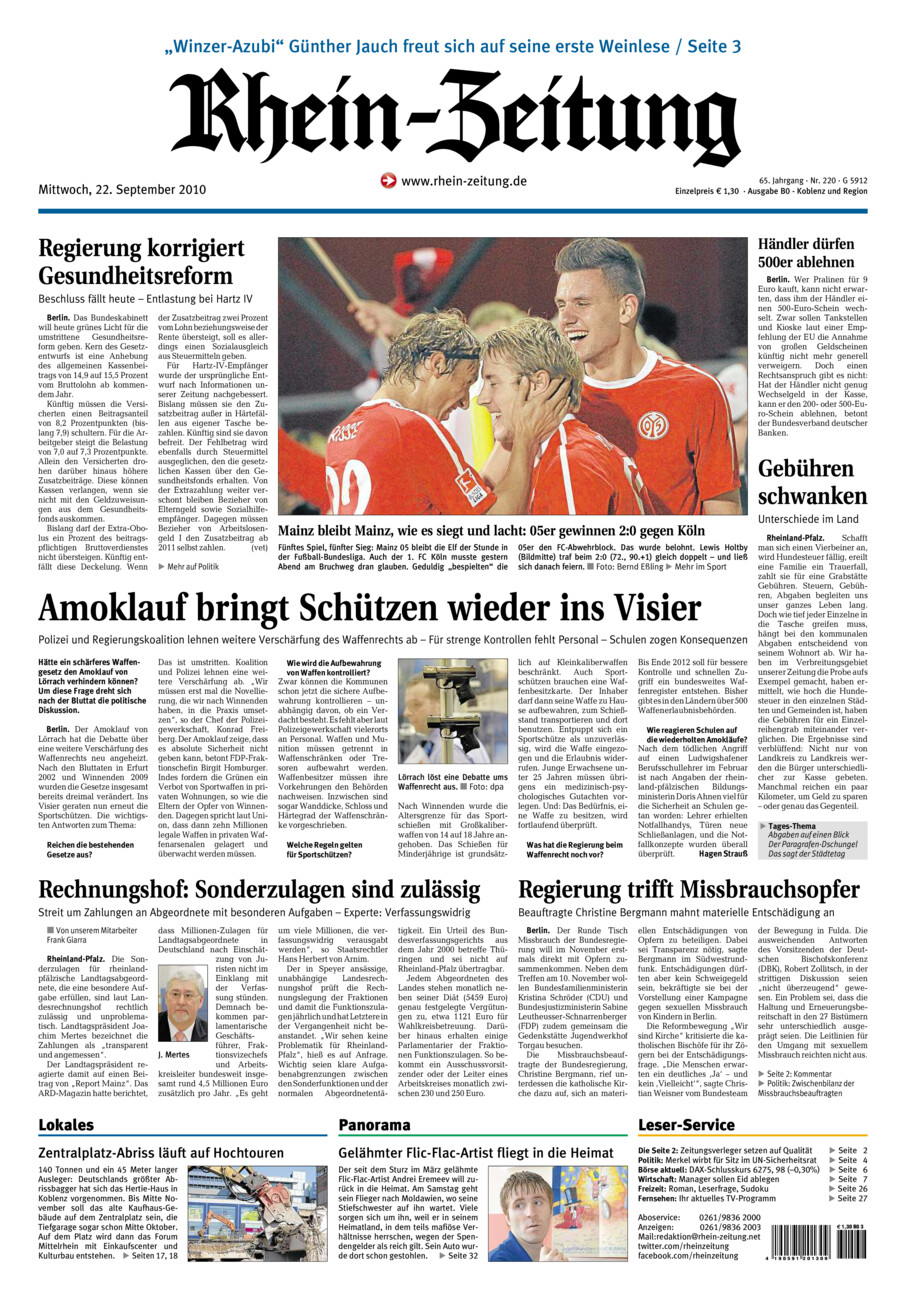 Rhein-Zeitung Koblenz & Region vom Mittwoch, 22.09.2010