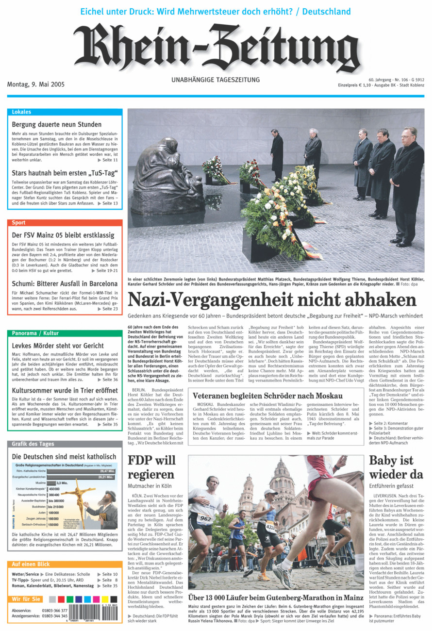 Rhein-Zeitung Koblenz & Region vom Montag, 09.05.2005
