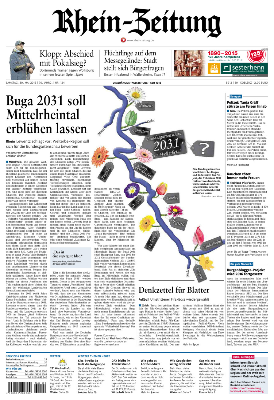 Rhein-Zeitung Koblenz & Region vom Samstag, 30.05.2015