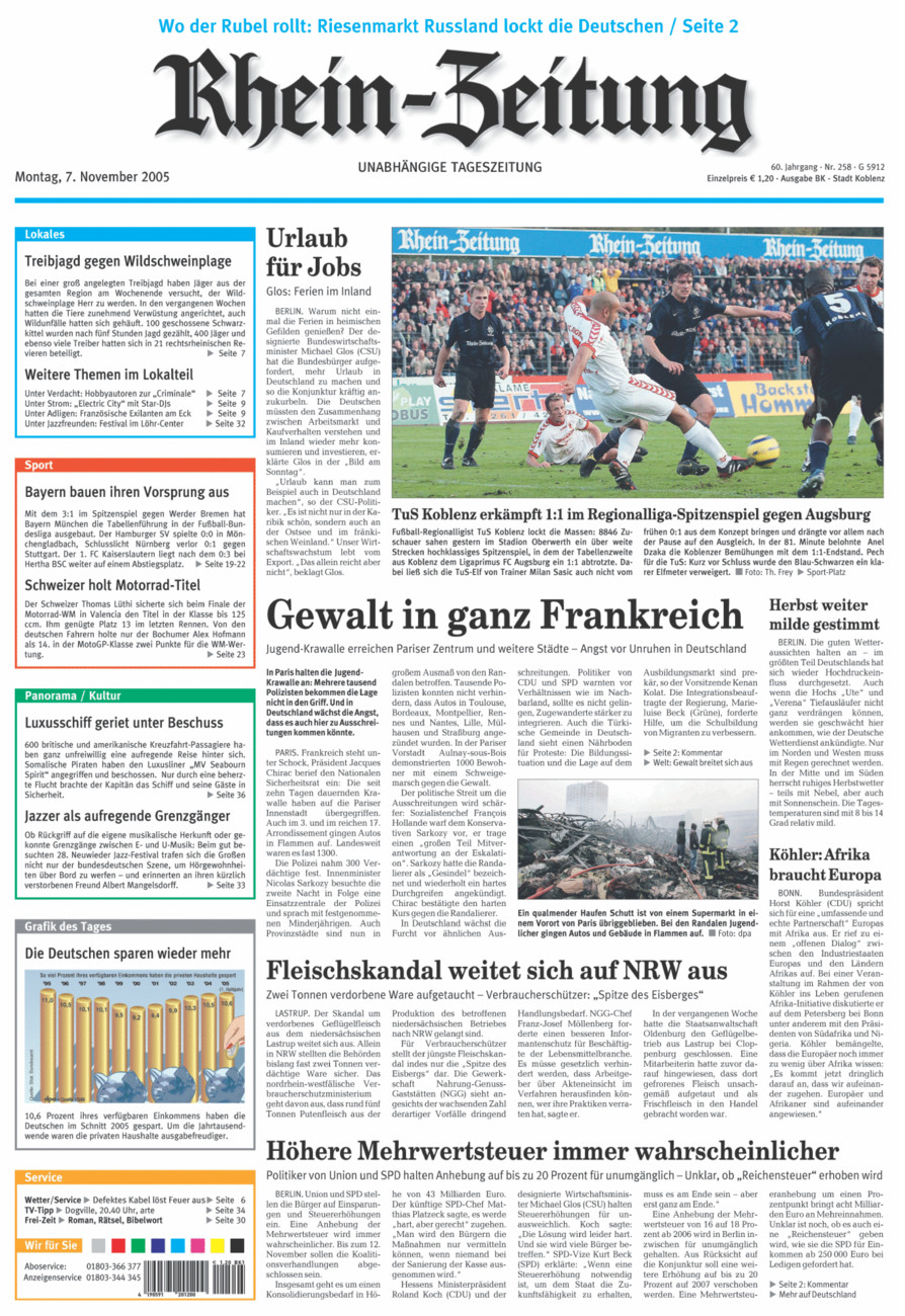 Rhein-Zeitung Koblenz & Region vom Montag, 07.11.2005