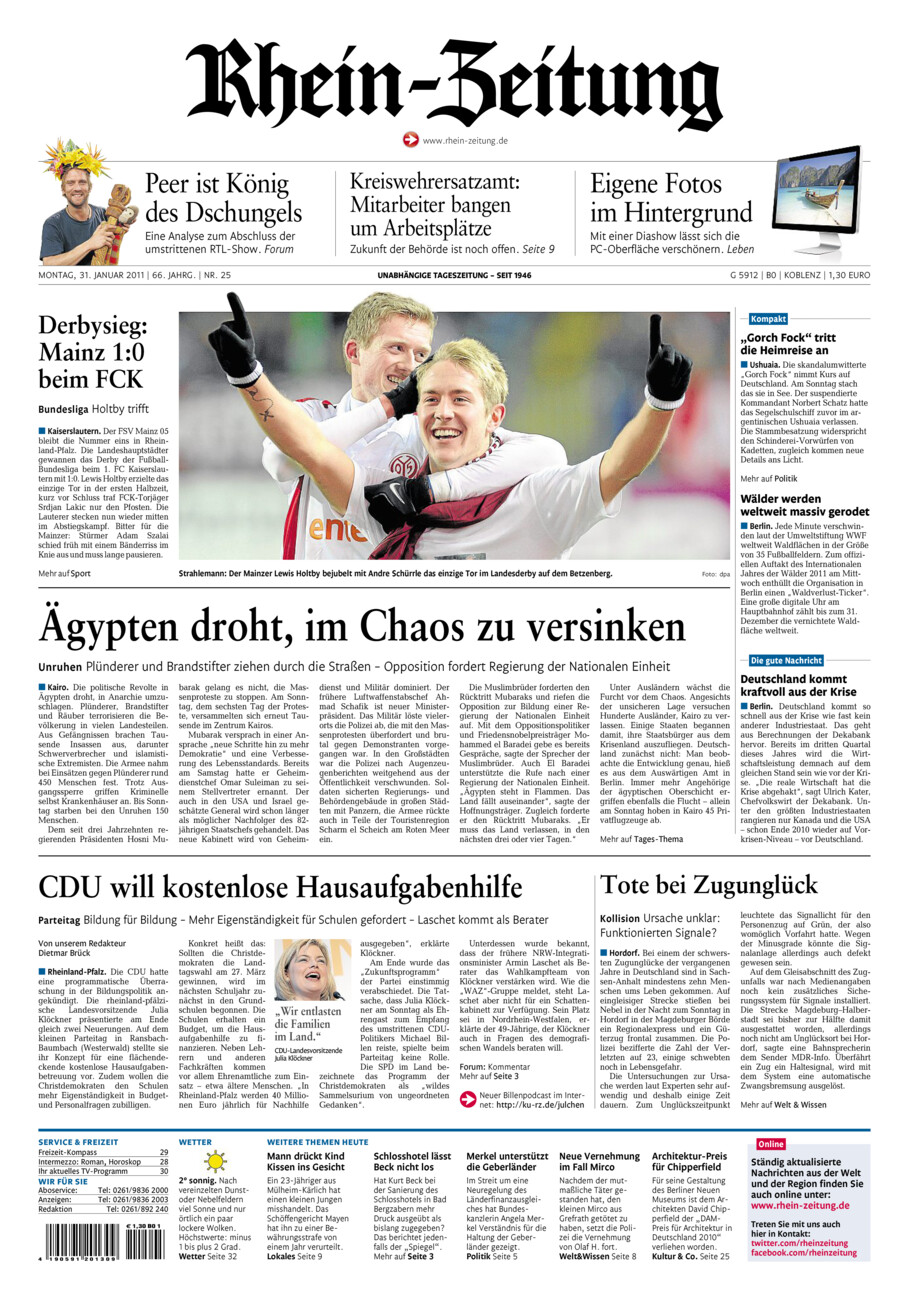 Rhein-Zeitung Koblenz & Region vom Montag, 31.01.2011