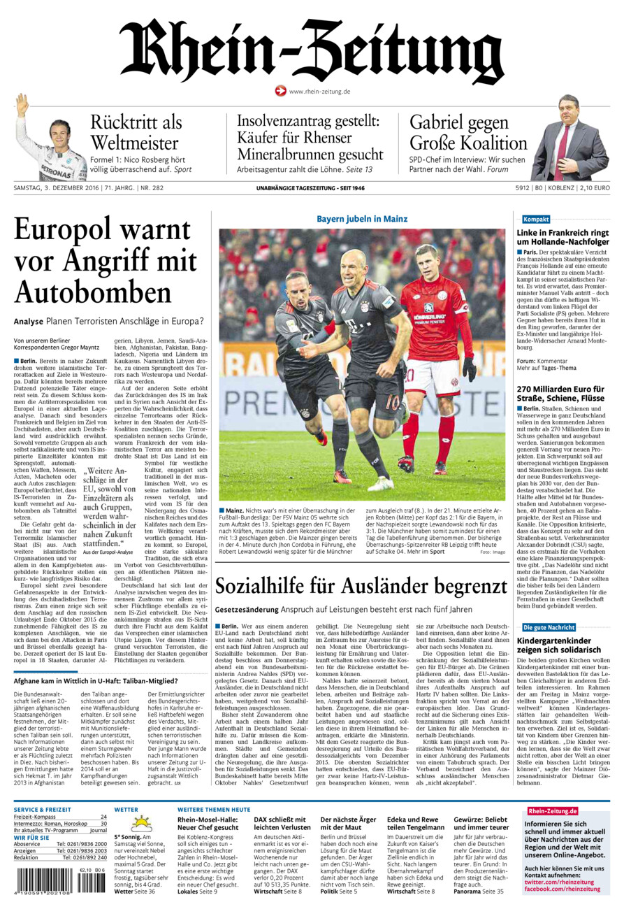 Rhein-Zeitung Koblenz & Region vom Samstag, 03.12.2016