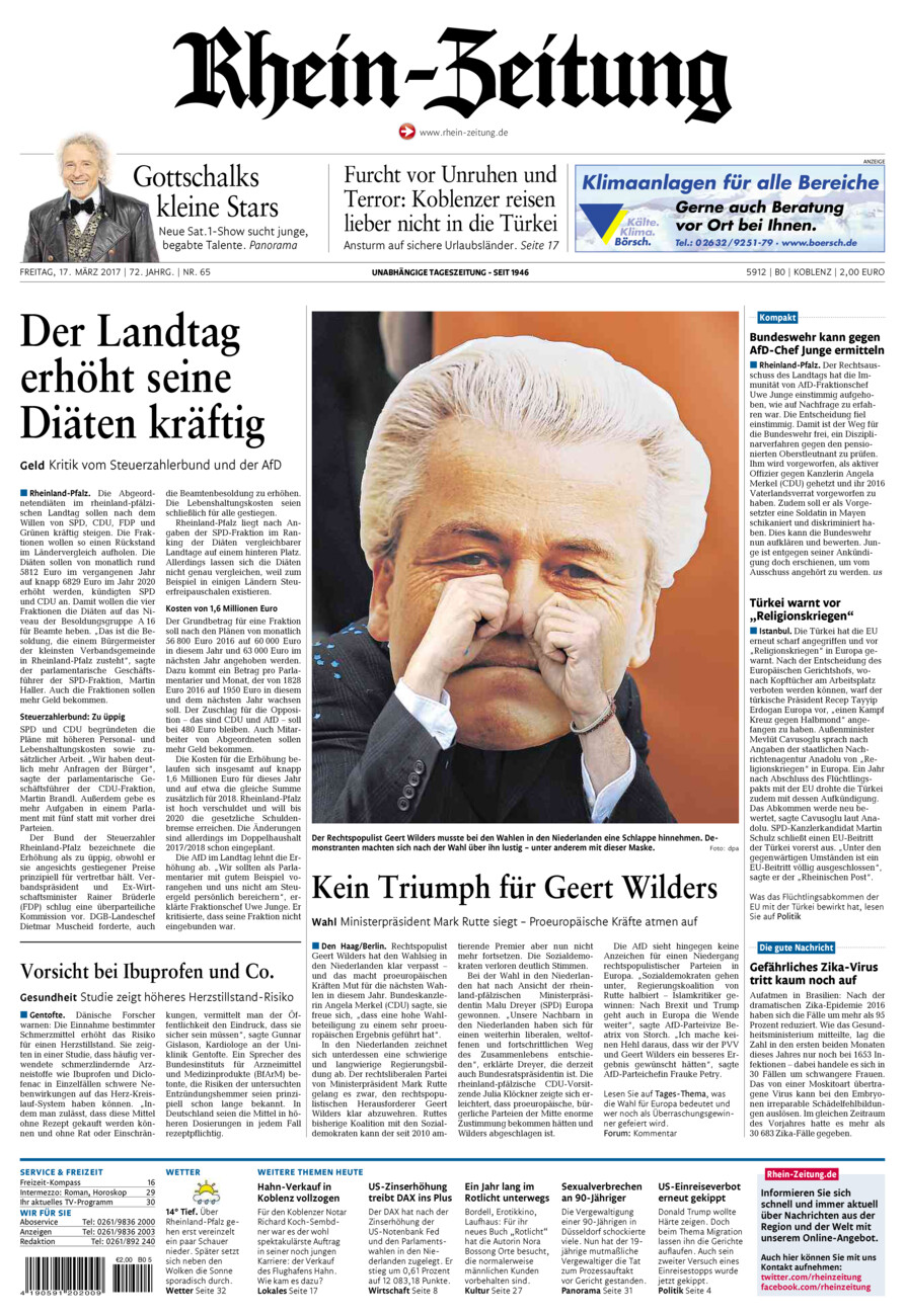 Rhein-Zeitung Koblenz & Region vom Freitag, 17.03.2017