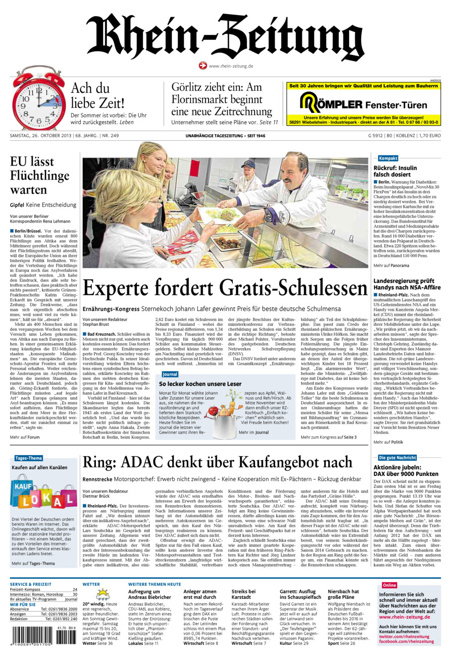 Rhein-Zeitung Koblenz & Region vom Samstag, 26.10.2013