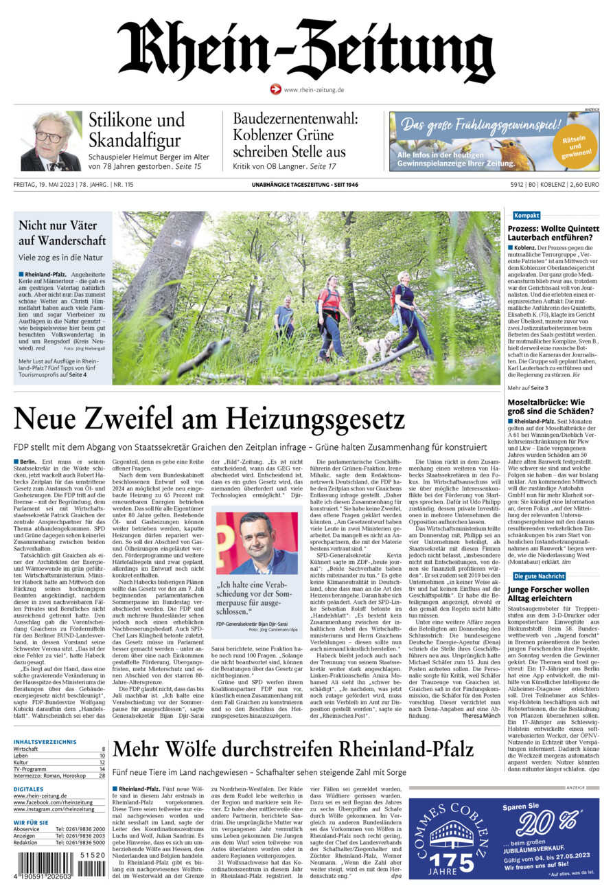Rhein-Zeitung Koblenz & Region vom Freitag, 19.05.2023