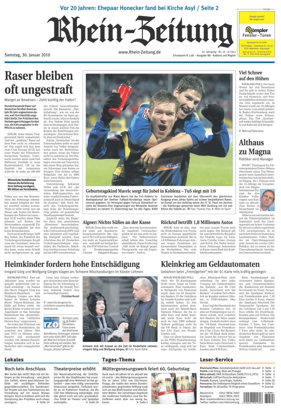 Rhein-Zeitung Koblenz & Region vom Samstag, 30.01.2010