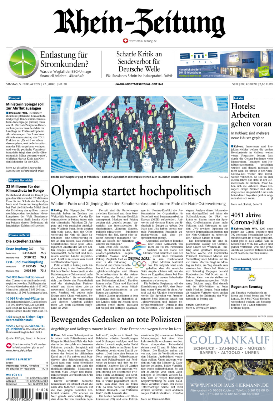 Rhein-Zeitung Koblenz & Region vom Samstag, 05.02.2022