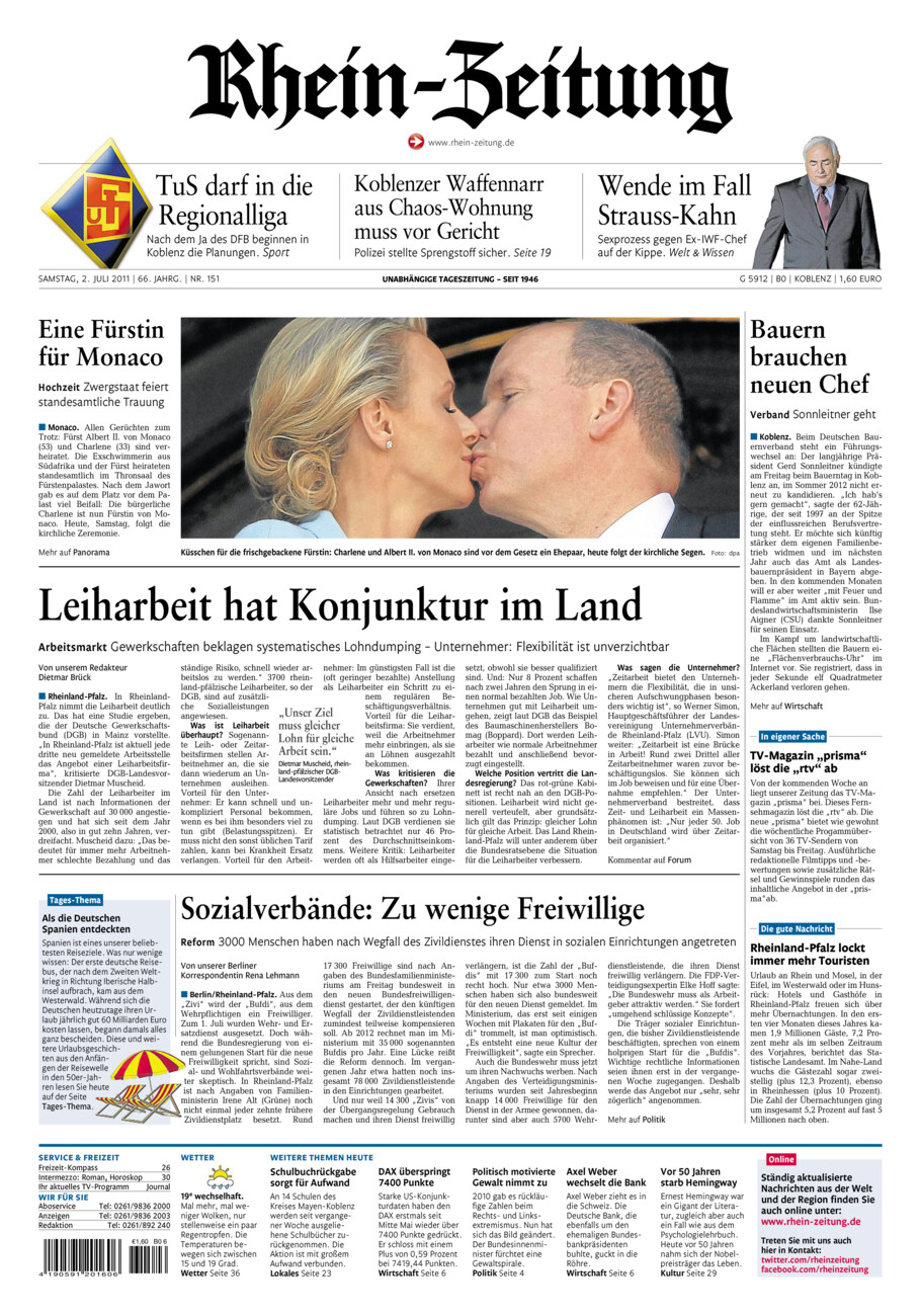 Rhein-Zeitung Koblenz & Region vom Samstag, 02.07.2011