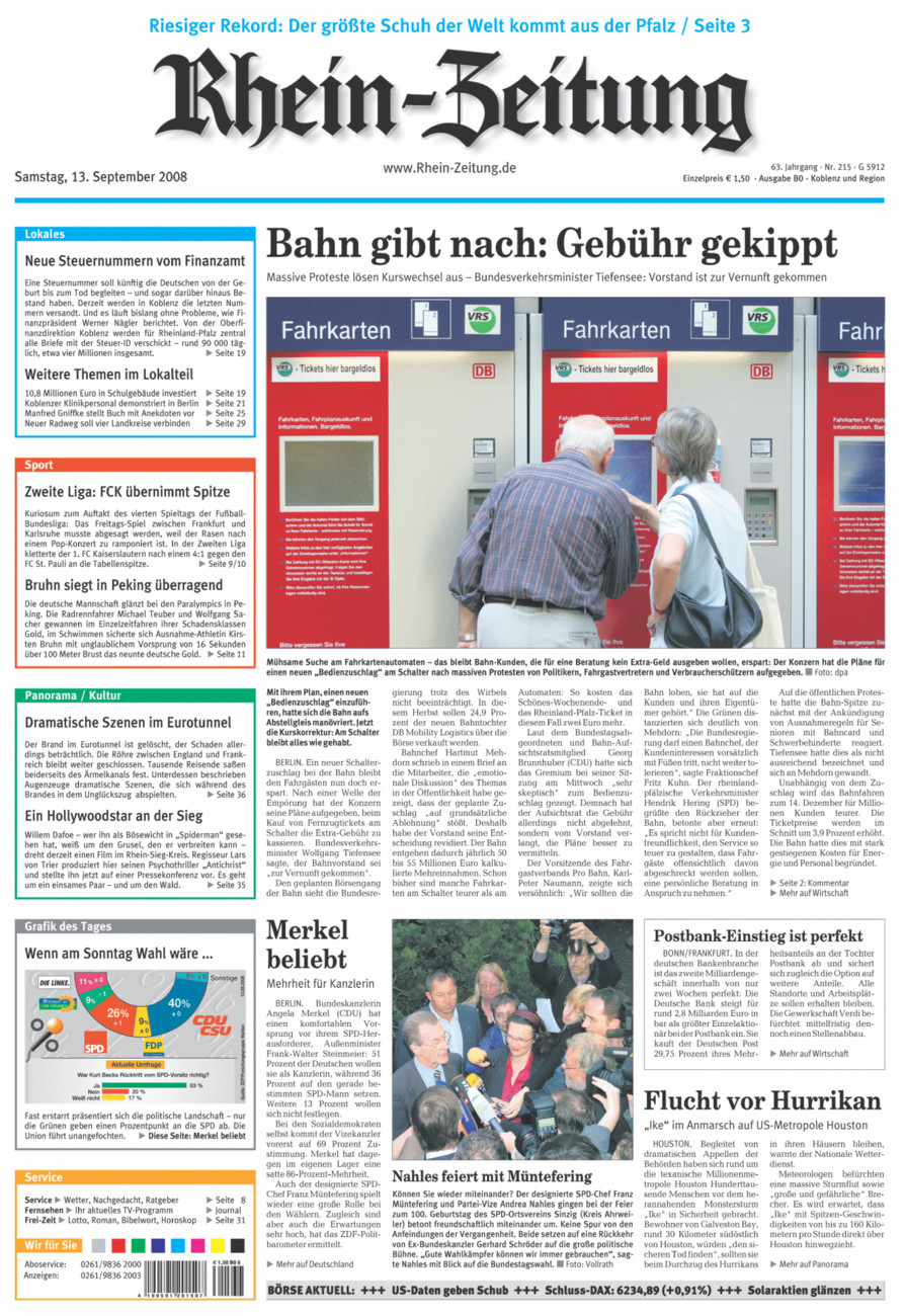 Rhein-Zeitung Koblenz & Region vom Samstag, 13.09.2008