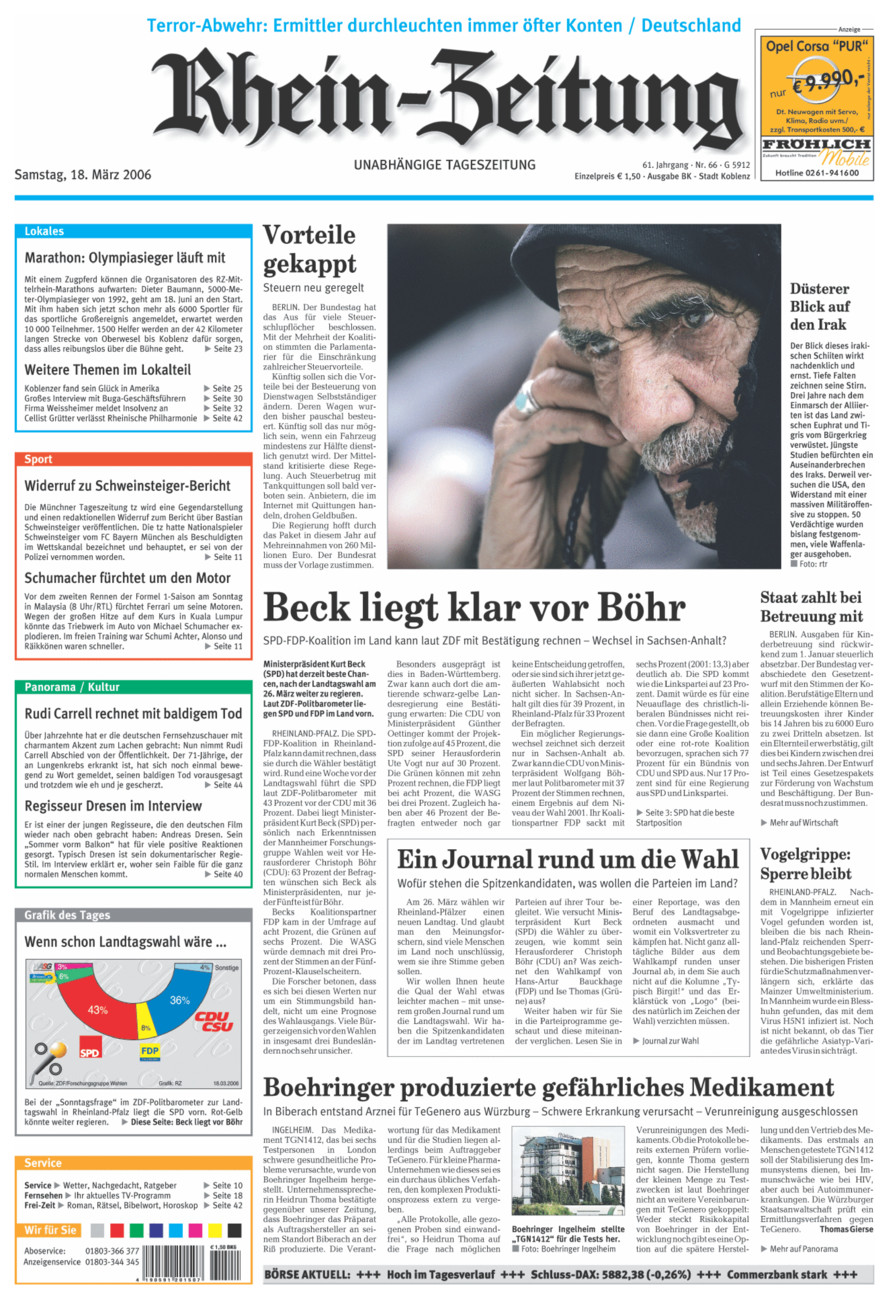 Rhein-Zeitung Koblenz & Region vom Samstag, 18.03.2006