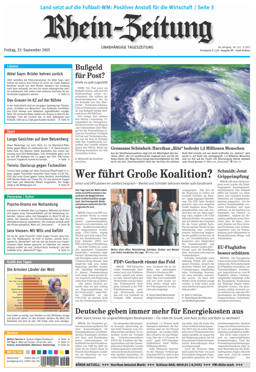 Rhein-Zeitung Koblenz & Region vom Freitag, 23.09.2005