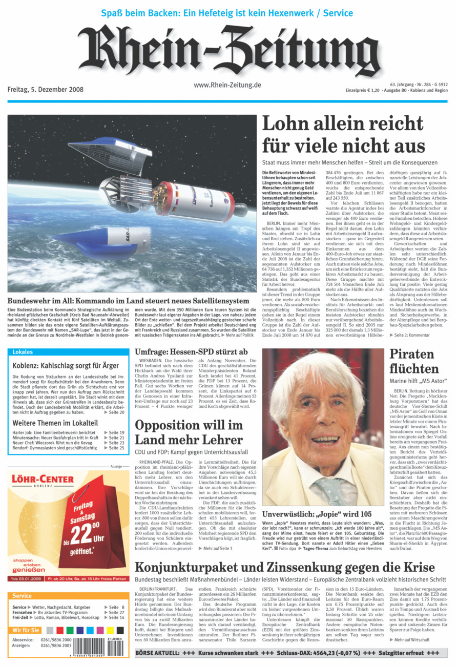 Rhein-Zeitung Koblenz & Region vom Freitag, 05.12.2008