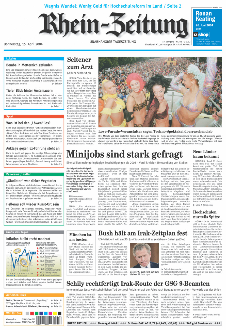 Rhein-Zeitung Koblenz & Region vom Donnerstag, 15.04.2004